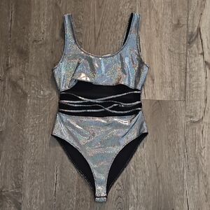 Forever 21 Holographic Silver  Body Suit